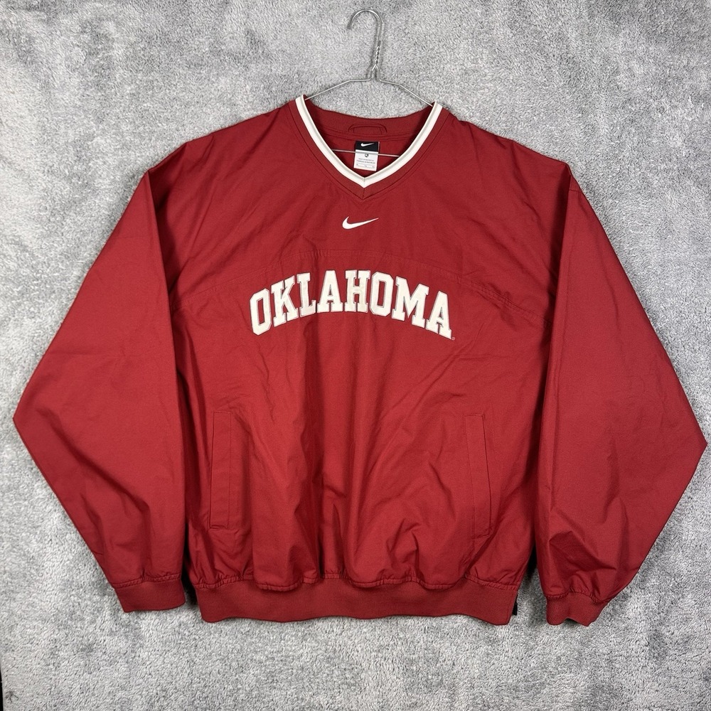 Oklahoma Sooners Nike Jacket Mens XL Center Swoosh OU Windbreaker Pullover